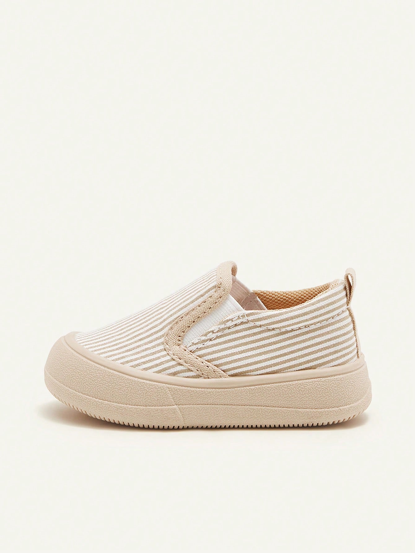 Cozy Pixies Baby Sneakers Khaki Striped Slip-On Comfortable Casual Socks, Daily Wear, Outdoor Sports