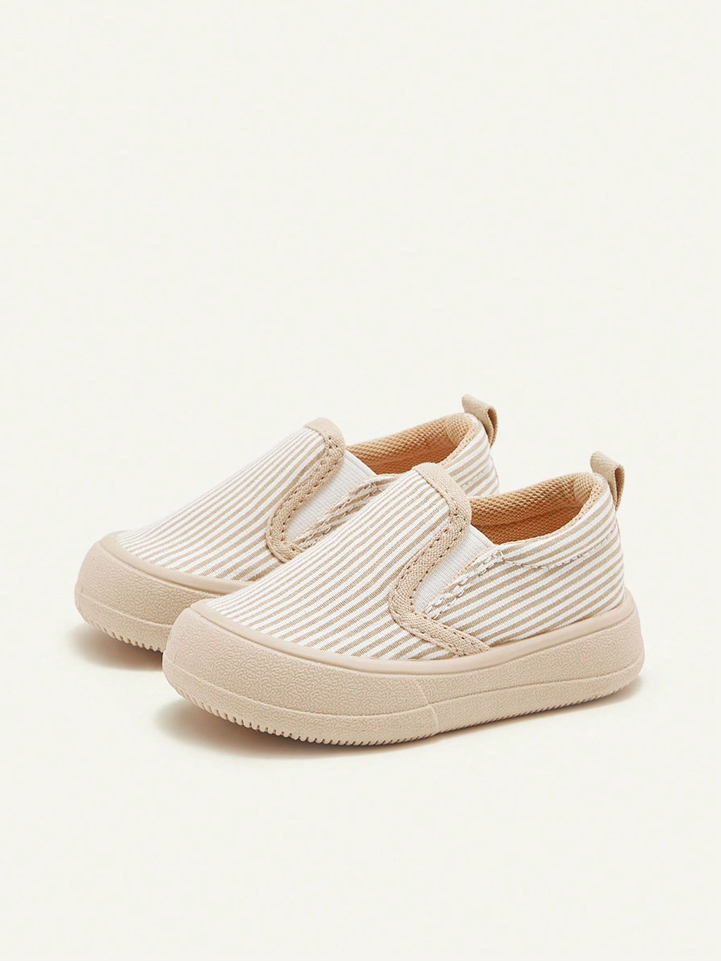 Cozy Pixies Baby Sneakers Khaki Striped Slip-On Comfortable Casual Socks, Daily Wear, Outdoor Sports