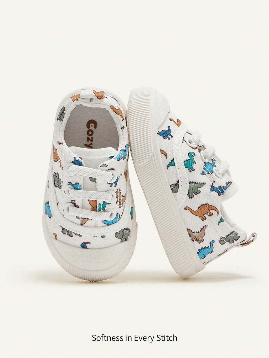 Cozy Pixies 1 Pair Toddler Boys' Cartoon Dinosaur Lace-Up Casual Lightweight Sneakers