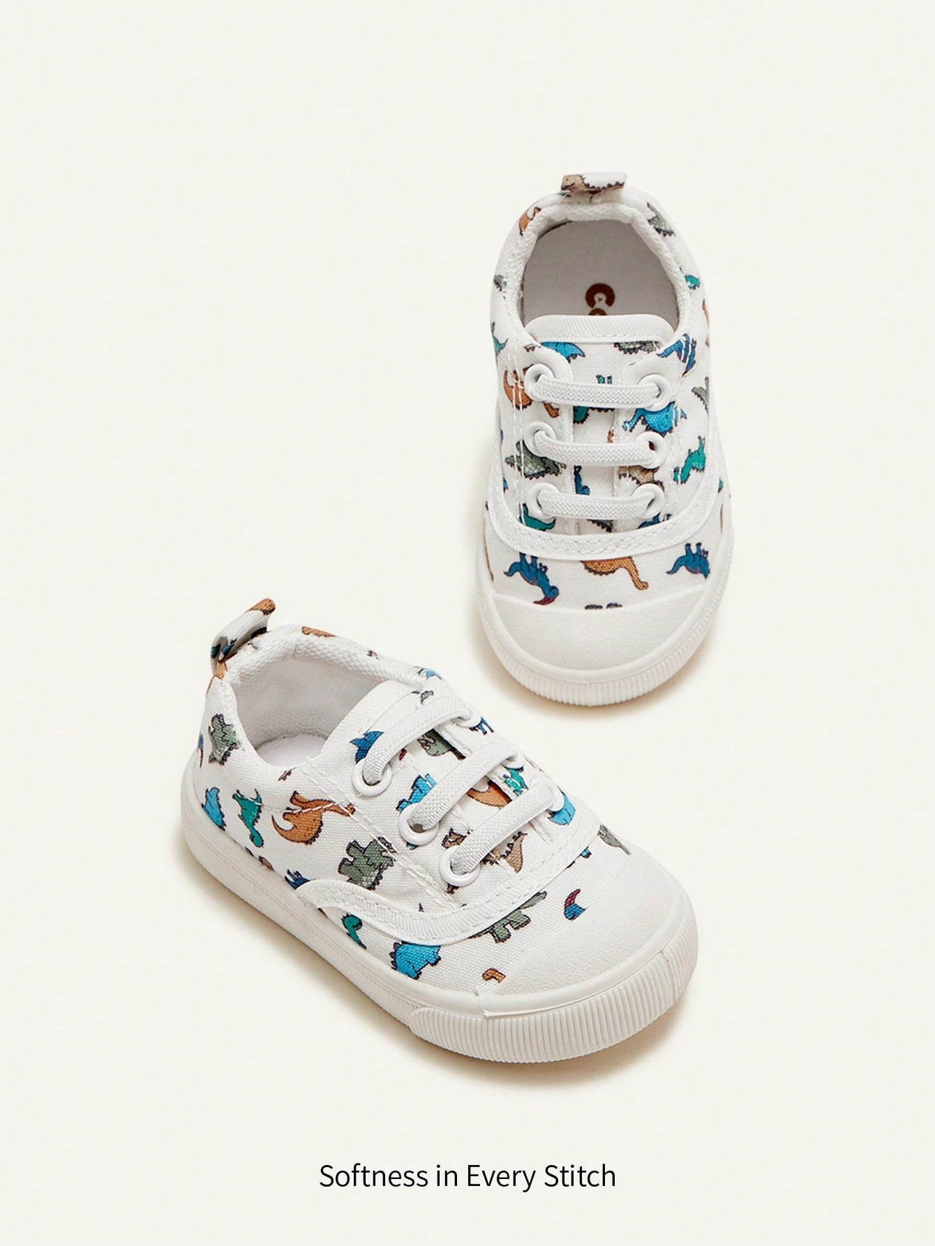 Cozy Pixies 1 Pair Toddler Boys' Cartoon Dinosaur Lace-Up Casual Lightweight Sneakers