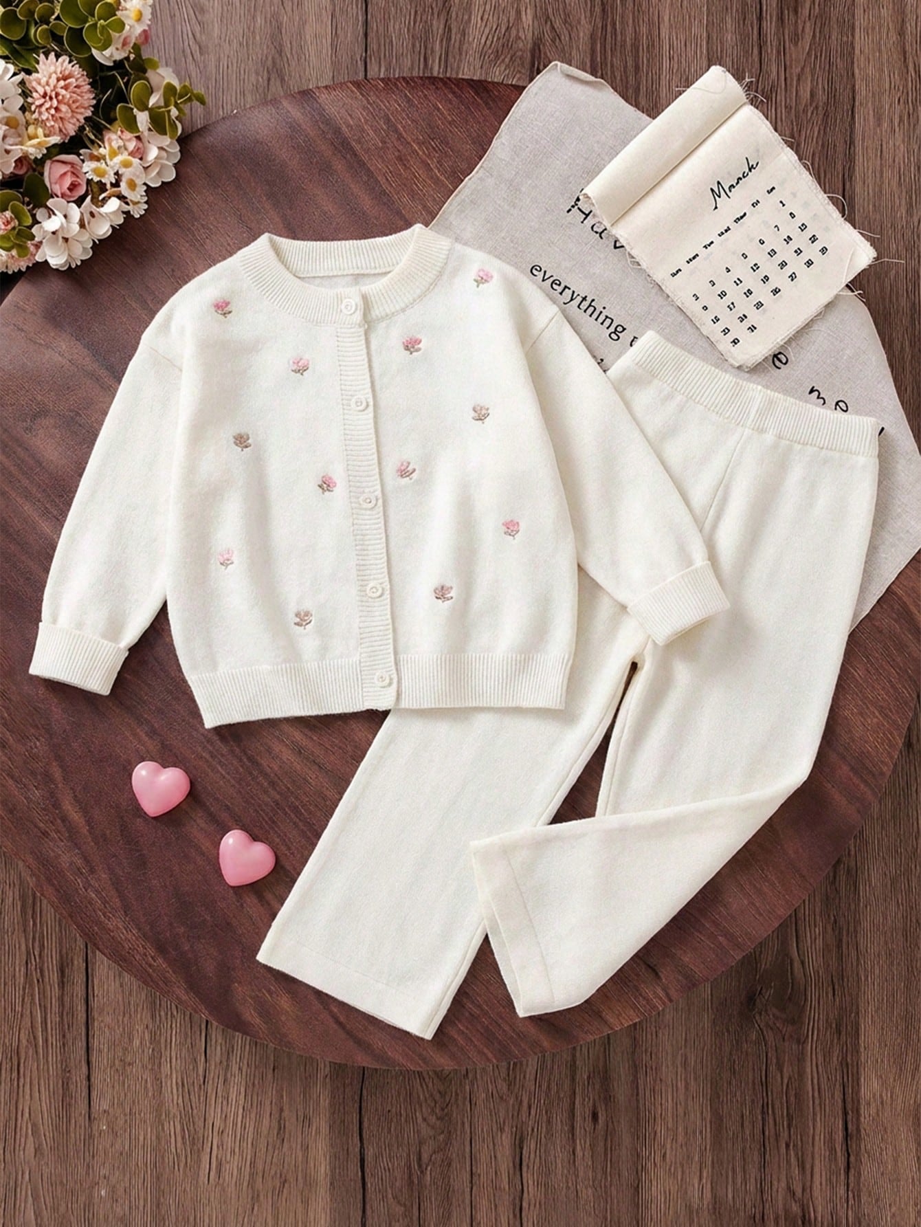 Ensemble Fille Cardigan Blanc Féerique & Pantalon