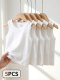 Playful Pals 5pcs/Set Baby Boy White Tank Tops White