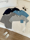 Lot 4 T-shirts Garçon Blanc Colorblock Rayé