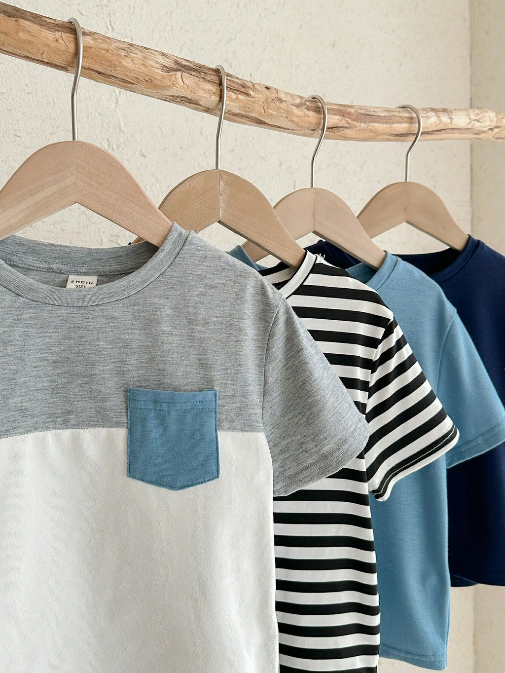Lot de 4 T-shirts Garçon Blanc Colorblock Rayé