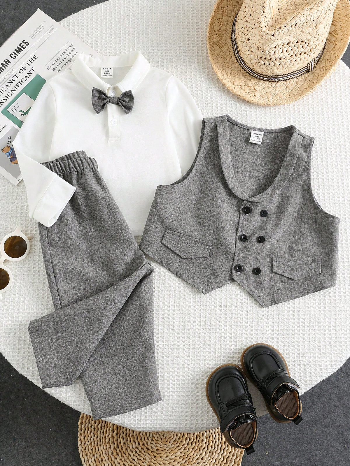 Baby Boy Vest Shirt Trousers 3 Piece Set