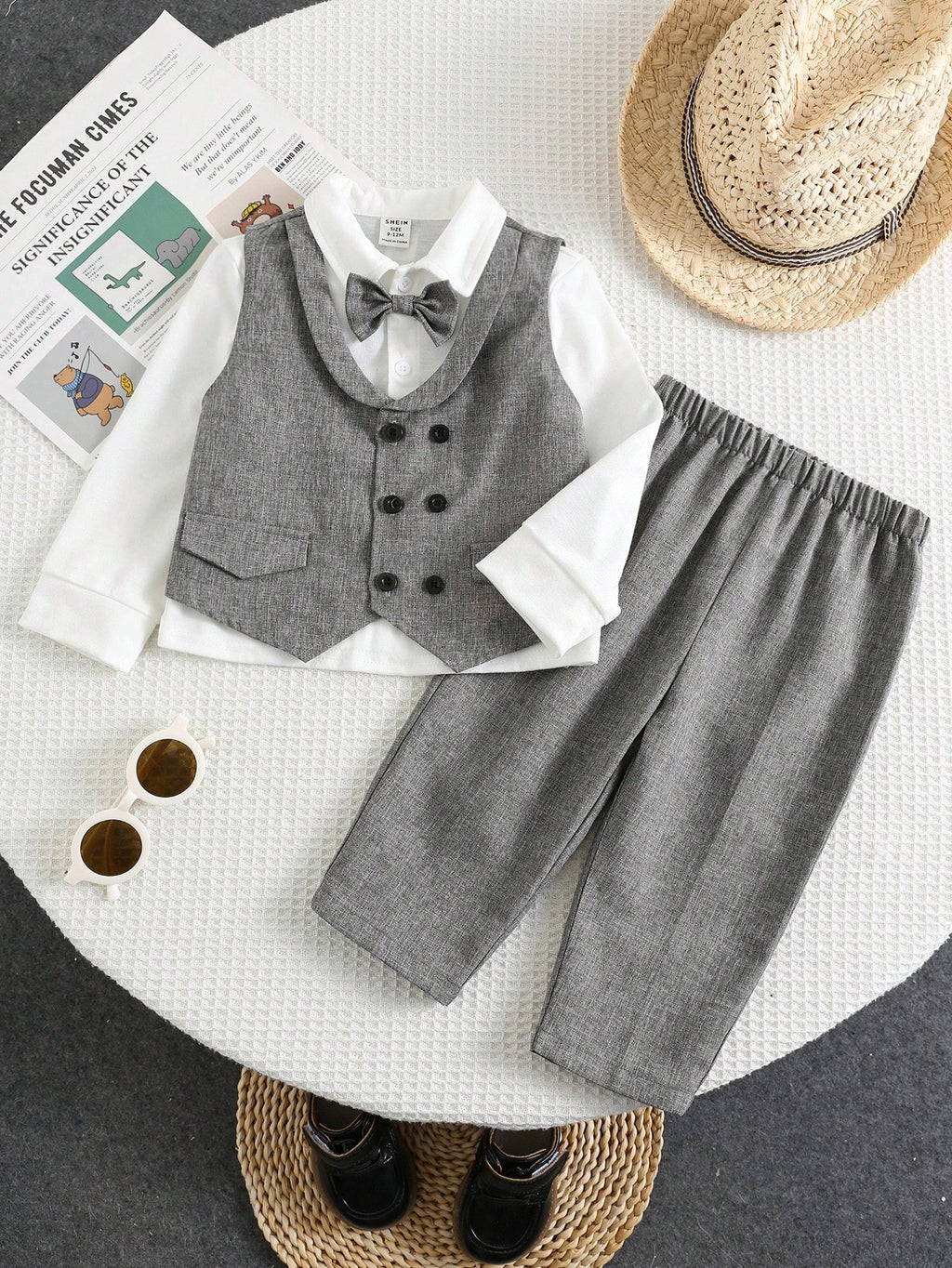 Baby Boy Vest Shirt Trousers 3 Piece Set