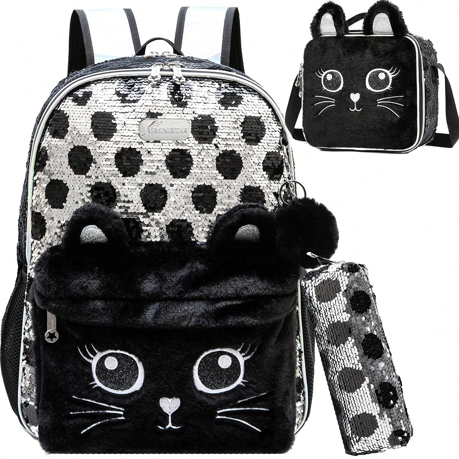 3-Piece Animal Pattern Girls Backpack Set, Includes Crossbody Bag And Pencil Case