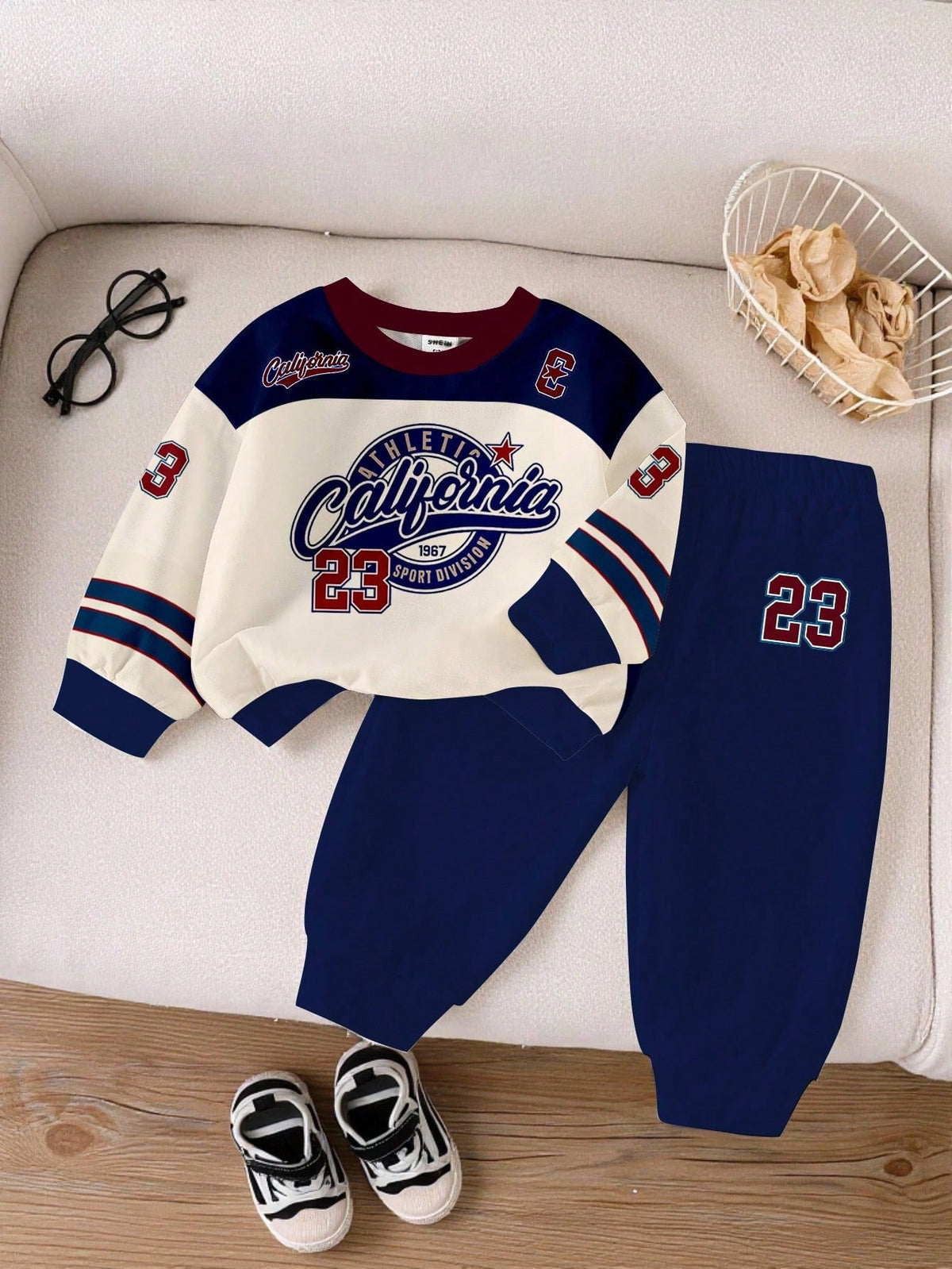 Bambinoo x Playful Pals Boys' Collegiate Baseball Jacket & Pants Set Multicolor