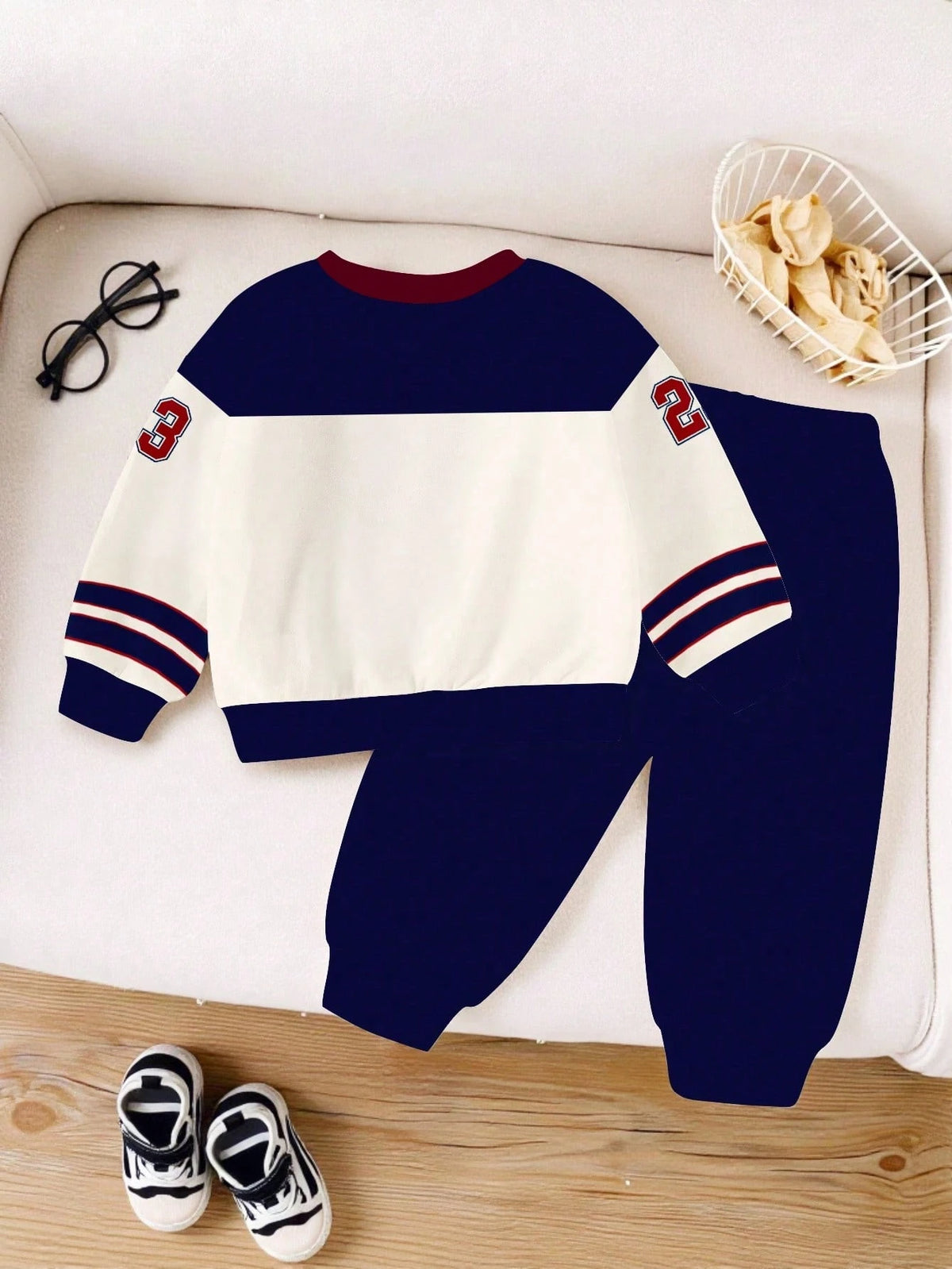 Bambinoo x Playful Pals Boys' Collegiate Baseball Jacket & Pants Set Multicolor
