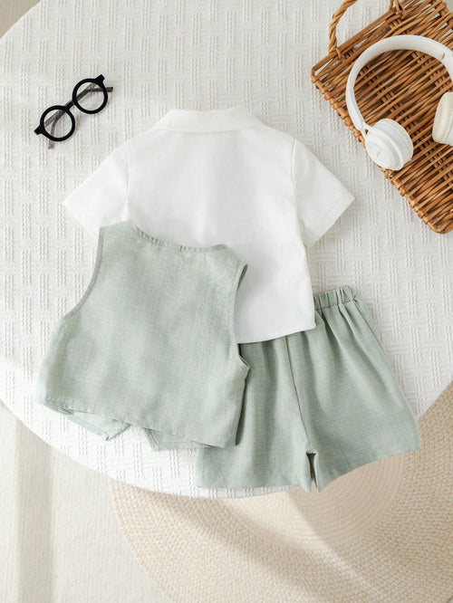 Baby Boy 3-Piece Sage Green & Blue Summer Gentleman Suit Set