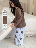Bambinoo x DAZY Girls' 2-Piece Knit Top & Pants Set Brown