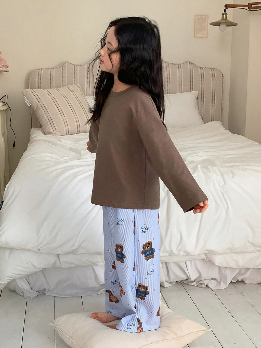 Bambinoo x DAZY Girls' 2-Piece Knit Top & Pants Set Brown