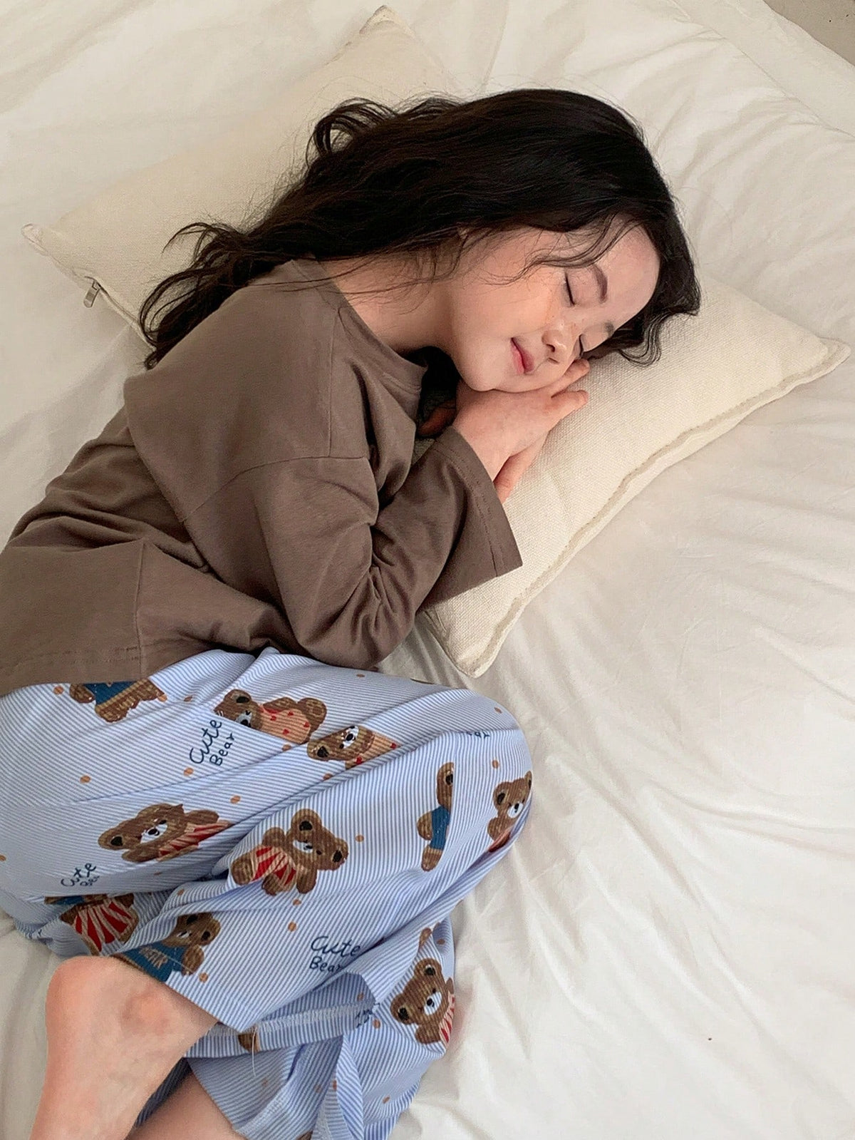 Bambinoo x DAZY Girls' 2-Piece Knit Top & Pants Set Brown