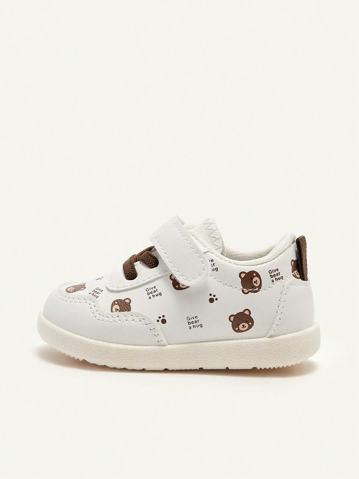 Cozy Pixies Boys' White Cartoon Bear Casual Sneakers White