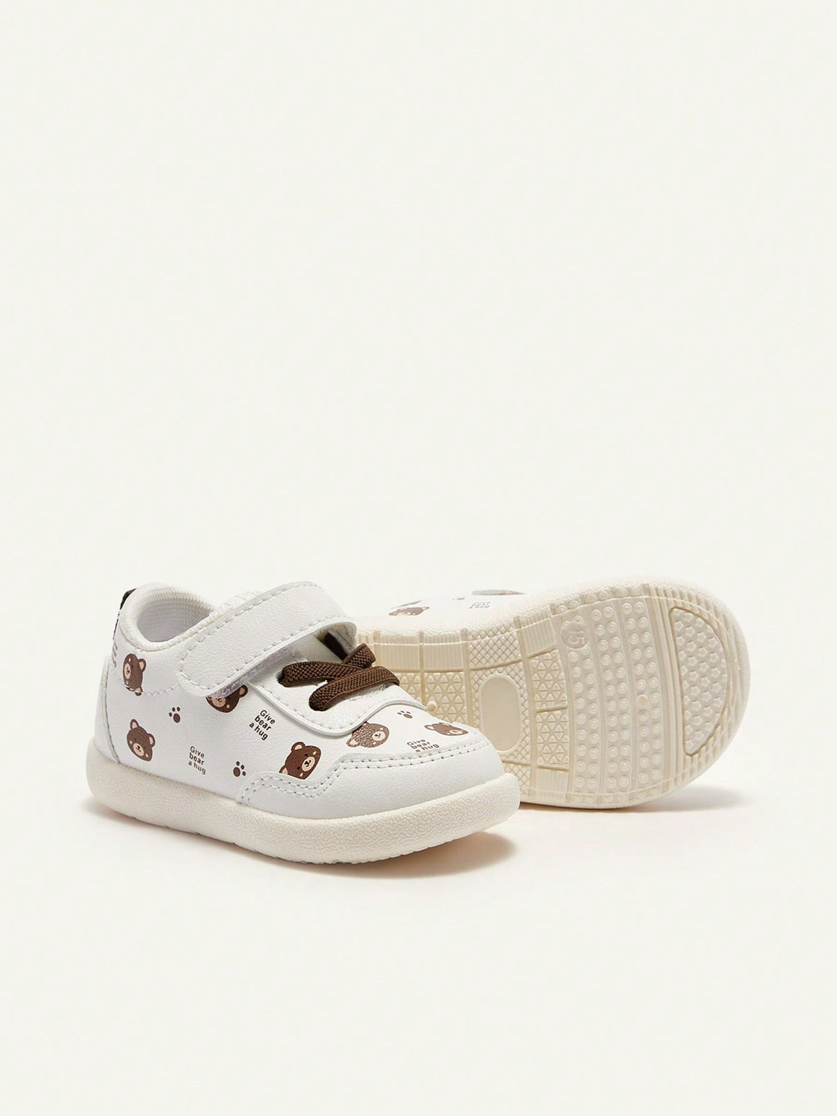 Cozy Pixies Boys' White Cartoon Bear Casual Sneakers White