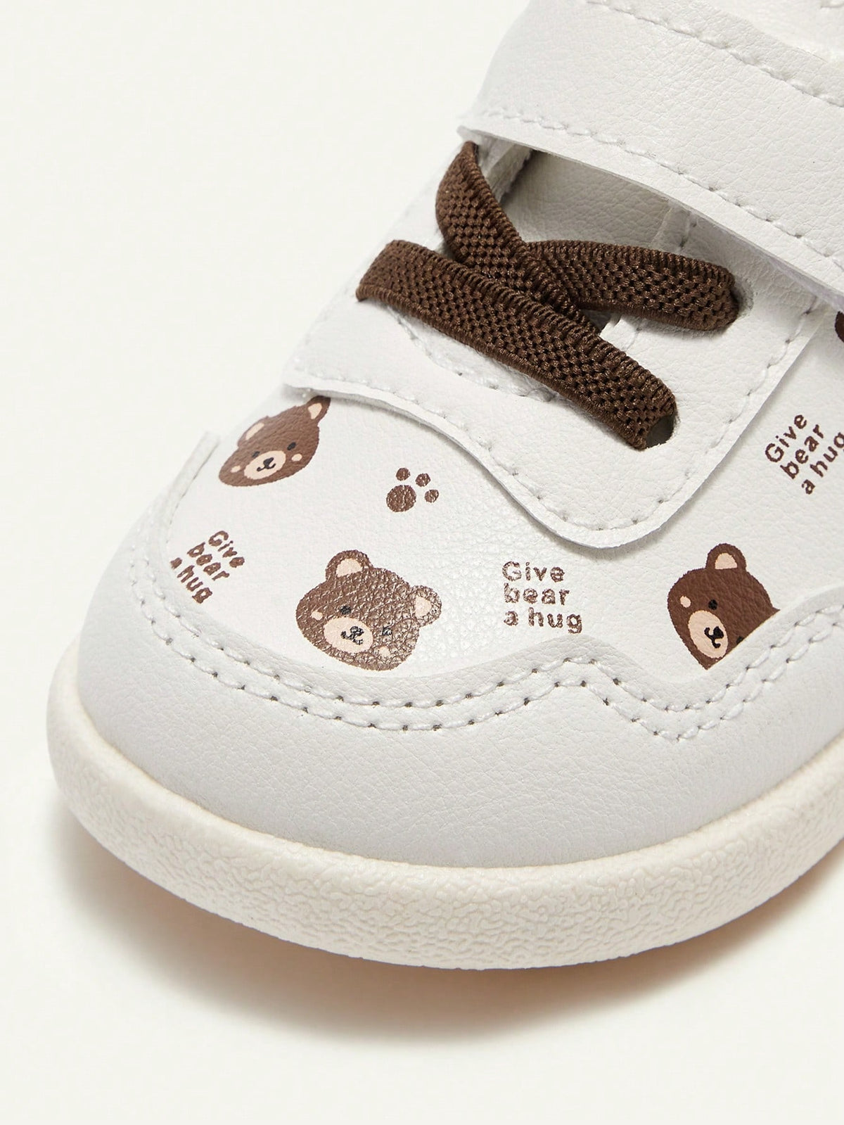 Cozy Pixies Boys' White Cartoon Bear Casual Sneakers White