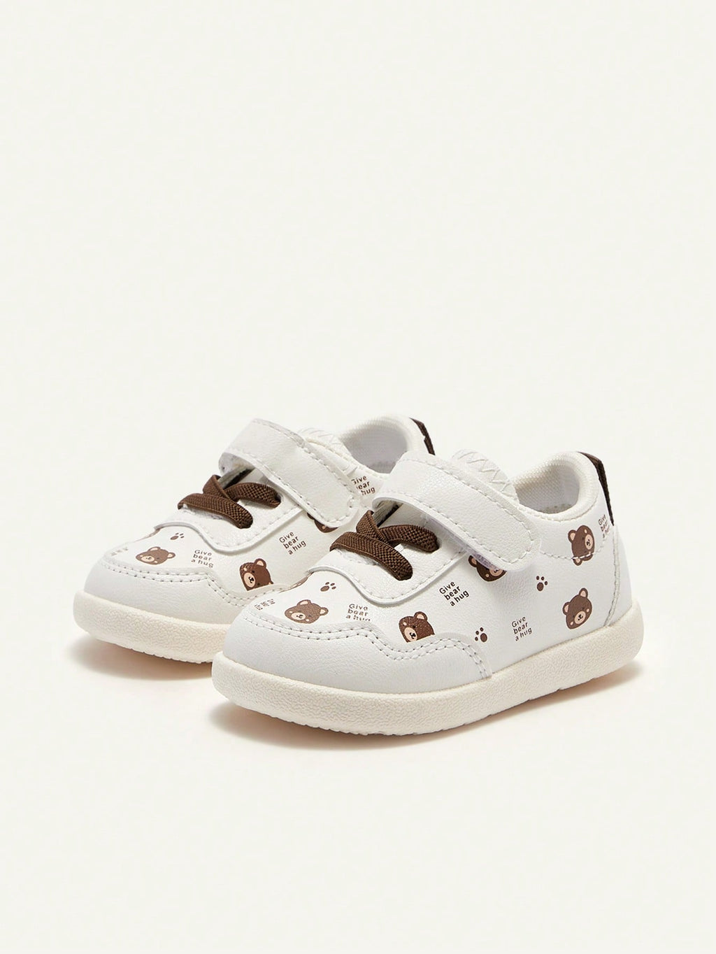 Cozy Pixies Boys' White Cartoon Bear Casual Sneakers White