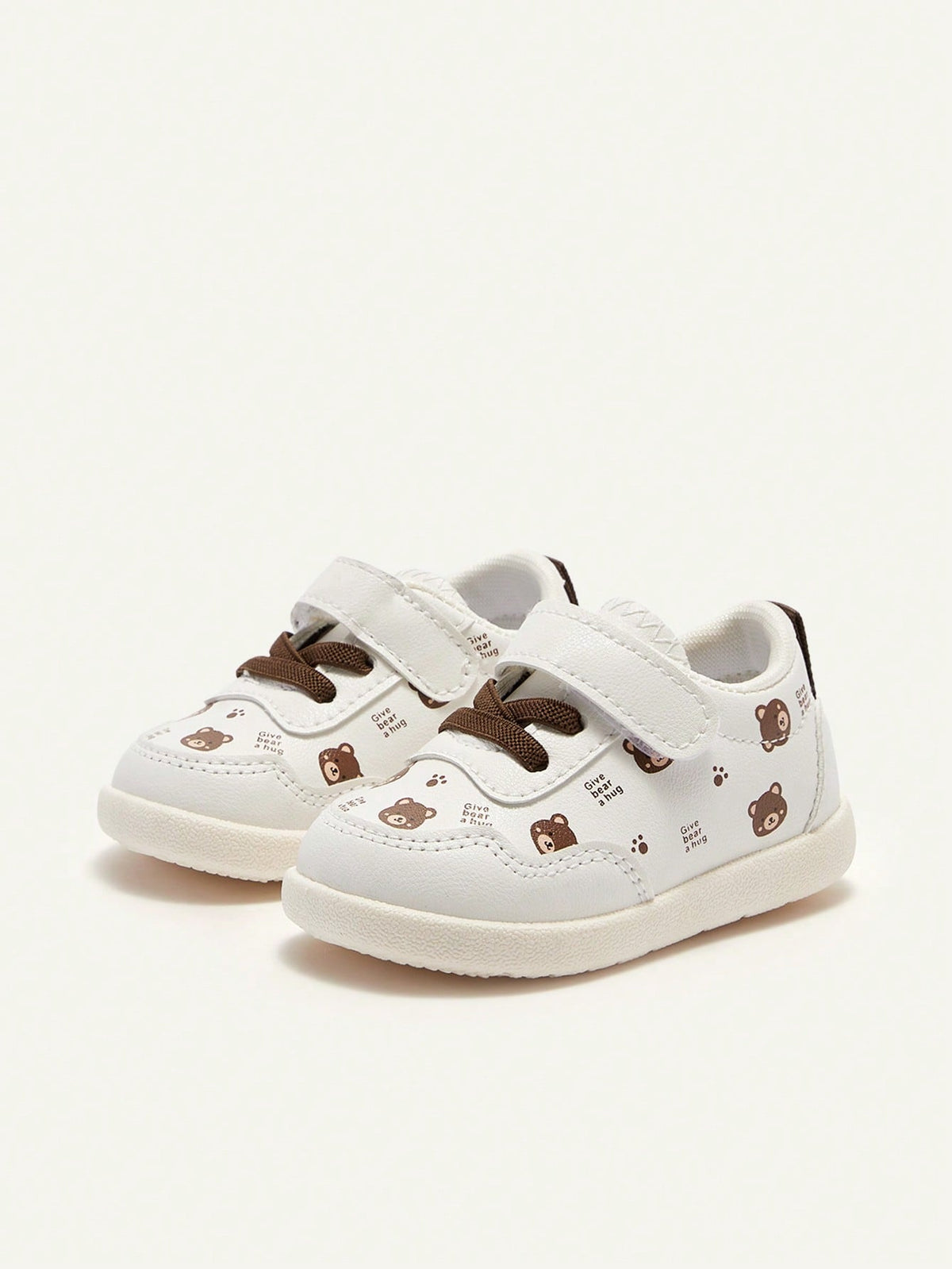Cozy Pixies Boys' White Cartoon Bear Casual Sneakers White
