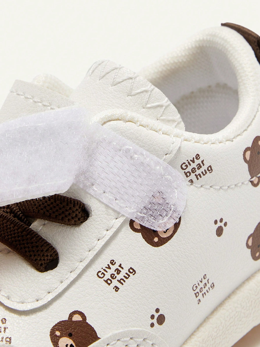 Cozy Pixies Boys' White Cartoon Bear Casual Sneakers White