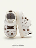 Cozy Pixies Boys' White Cartoon Bear Casual Sneakers White