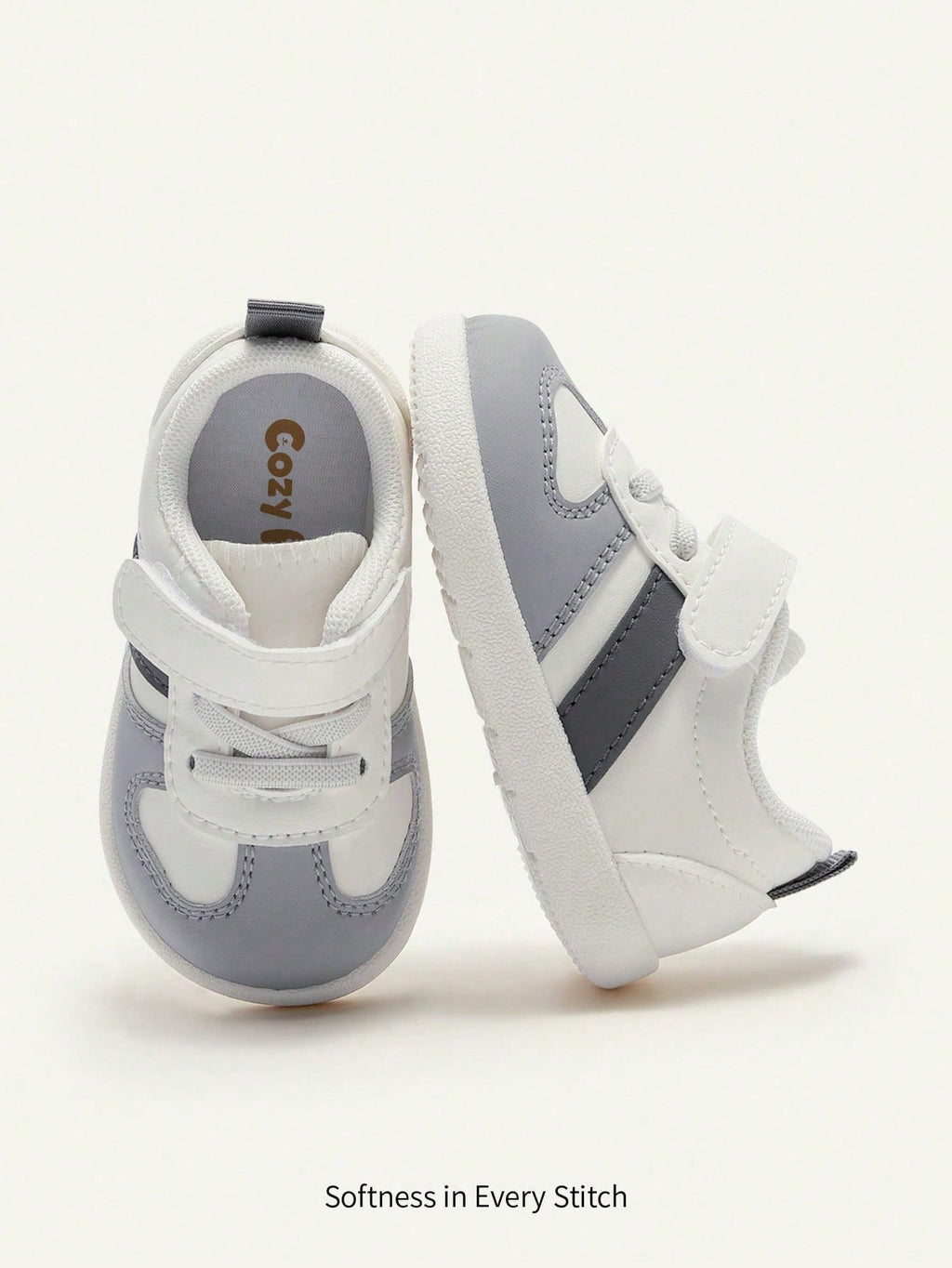 Cozy Pixies Garçons Gris Blanc Classique Simple Chaussures de Sport Bout Rond Confortable Léger Décontracté Étudiants Jouer au Sport Courir Maternelle Porter Toutes Saisons Kaki