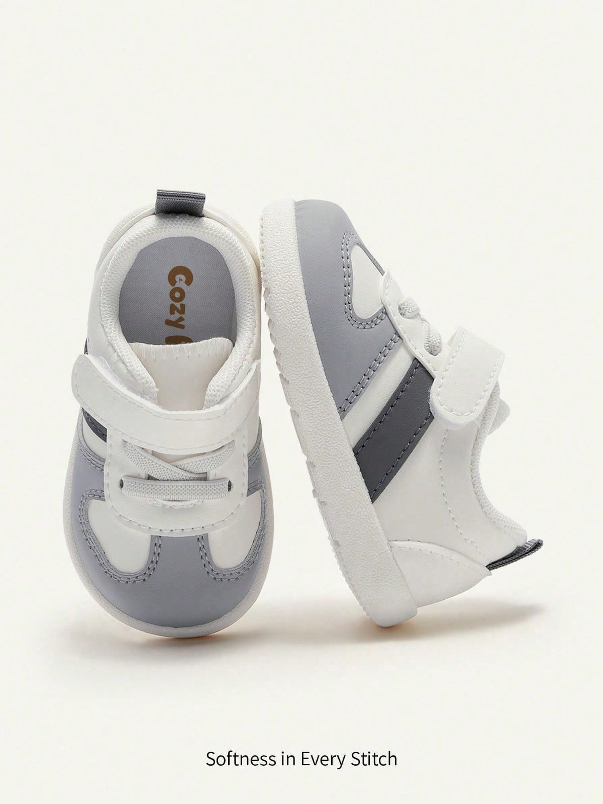 Cozy Pixies Boys Grey White Classic Simple Sports Shoes Round Toe Comfortable Lightweight Casual Students Play Sports Running Kindergarten Wear All Seasons Khaki