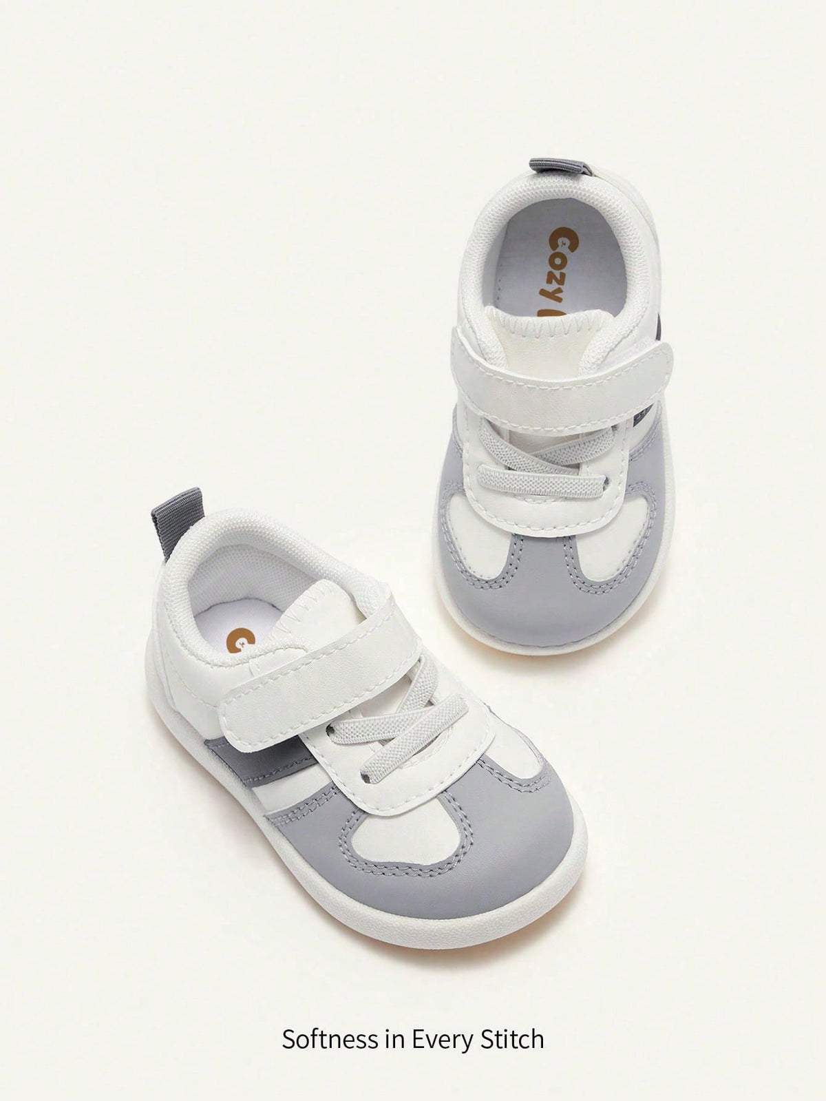 Cozy Pixies Boys Grey White Classic Simple Sports Shoes Round Toe Comfortable Lightweight Casual Students Play Sports Running Kindergarten Wear All Seasons Khaki