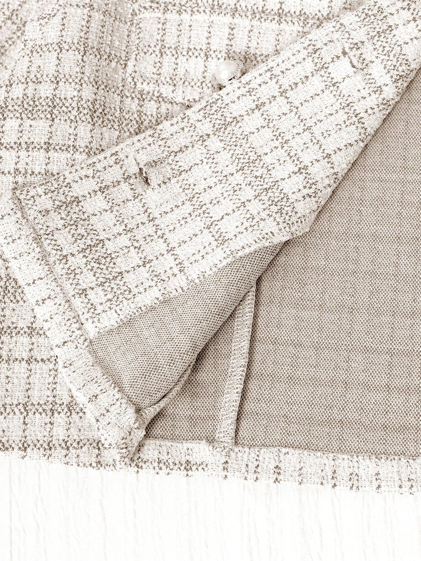 SHEIN 2pcs Girls Elegant Tweed Short Blazer Jacket + Sleeveless Fitted Dress Suit Set, Stylish Outfit For Spring & Autumn Coffee Brown