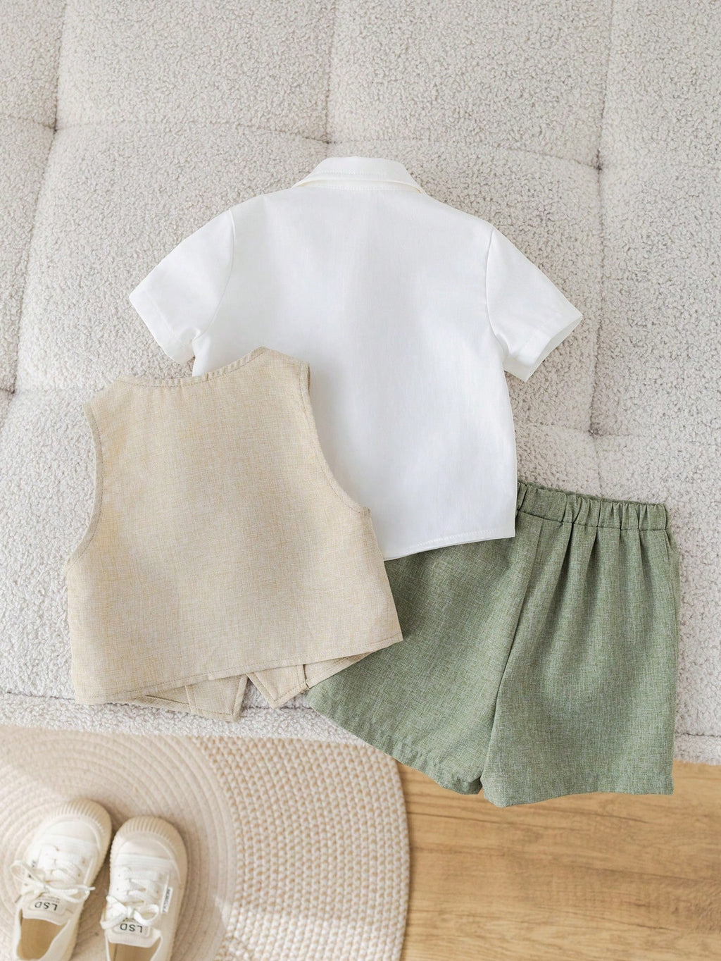 Baby Boy 3-Piece Formal Vest, Shirt & Shorts Suit Set with Bow Tie