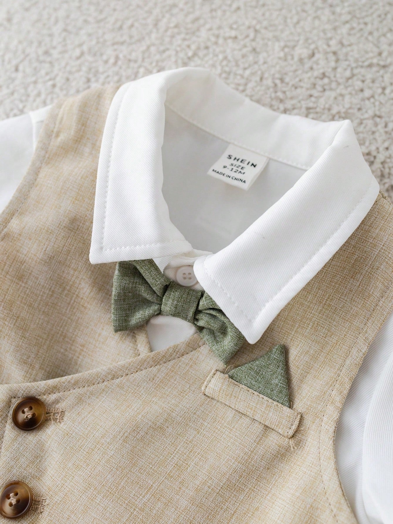 Baby Boy 3-Piece Formal Vest, Shirt & Shorts Suit Set with Bow Tie