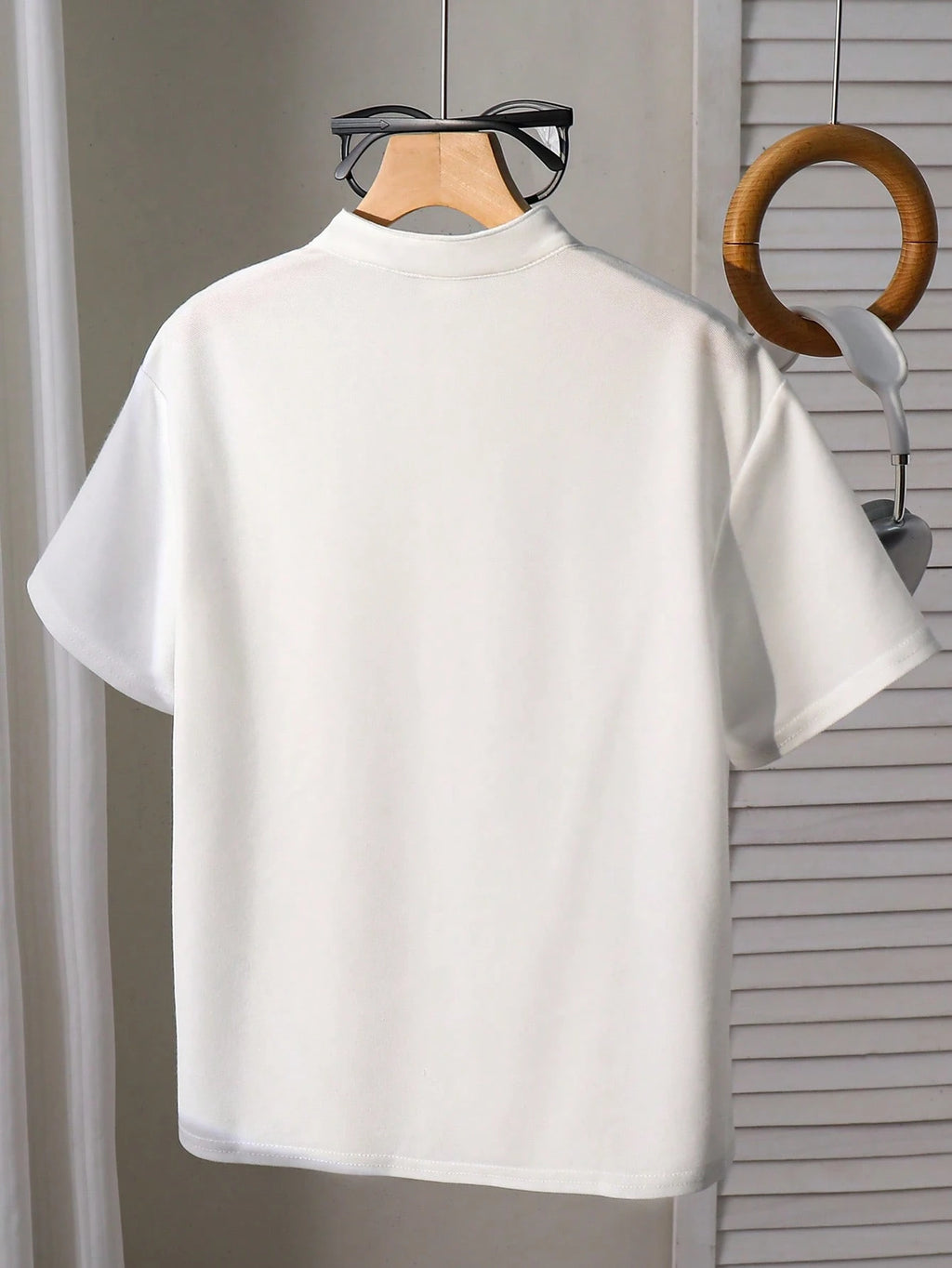 Polo Garçon Blanc Col Montant Demi-Zip