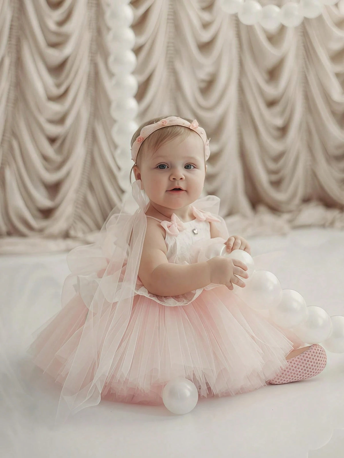 Baby Girl Bow Tulle Flower Girl Princess Gown