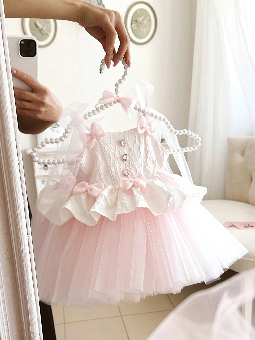 Robe de princesse à nœud en tulle pour bébé fille (demoiselle d'honneur)