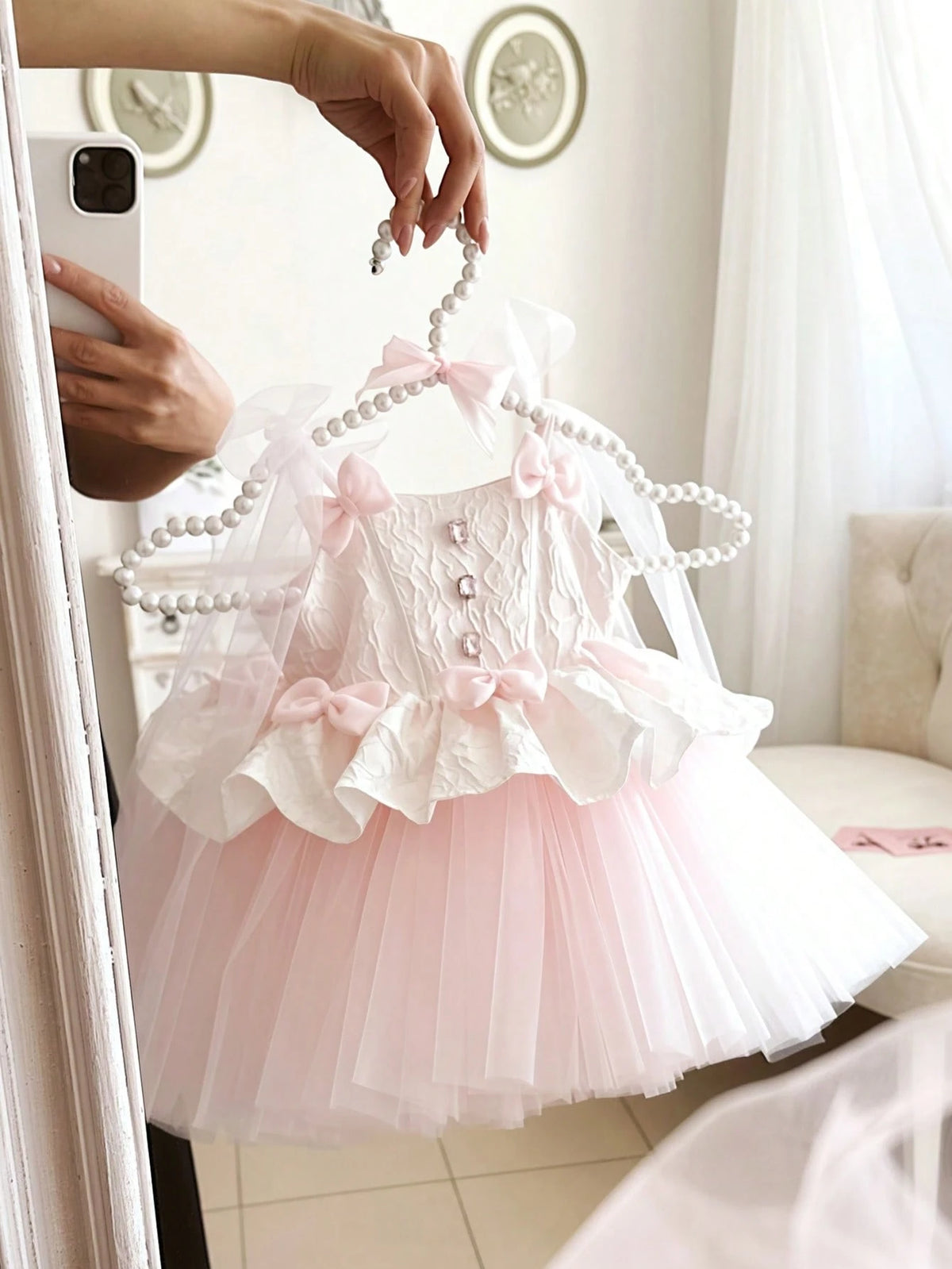 Baby Girl Bow Tulle Flower Girl Princess Gown