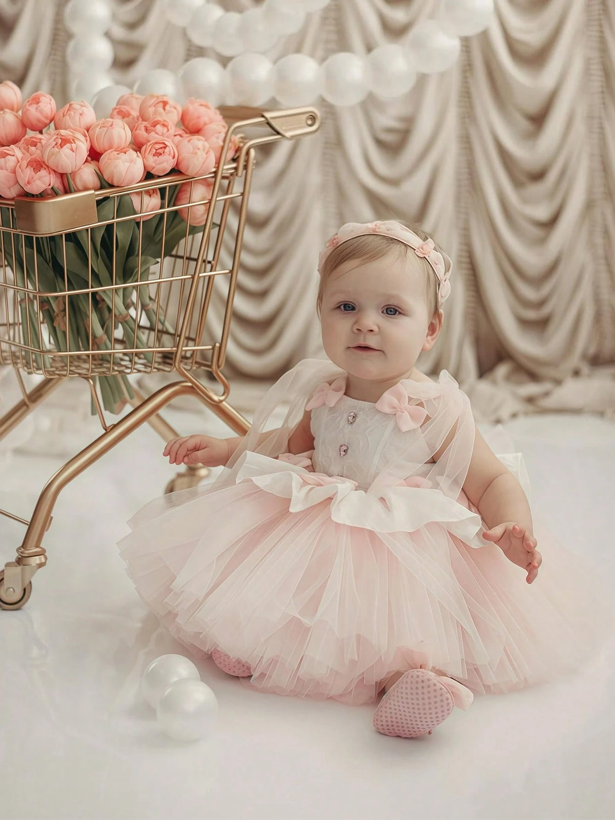 Robe de princesse à nœud en tulle pour bébé fille (demoiselle d'honneur)
