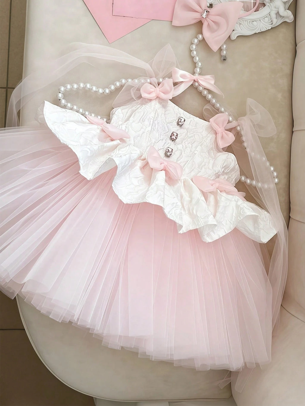 Robe de princesse à nœud en tulle pour bébé fille (demoiselle d'honneur)