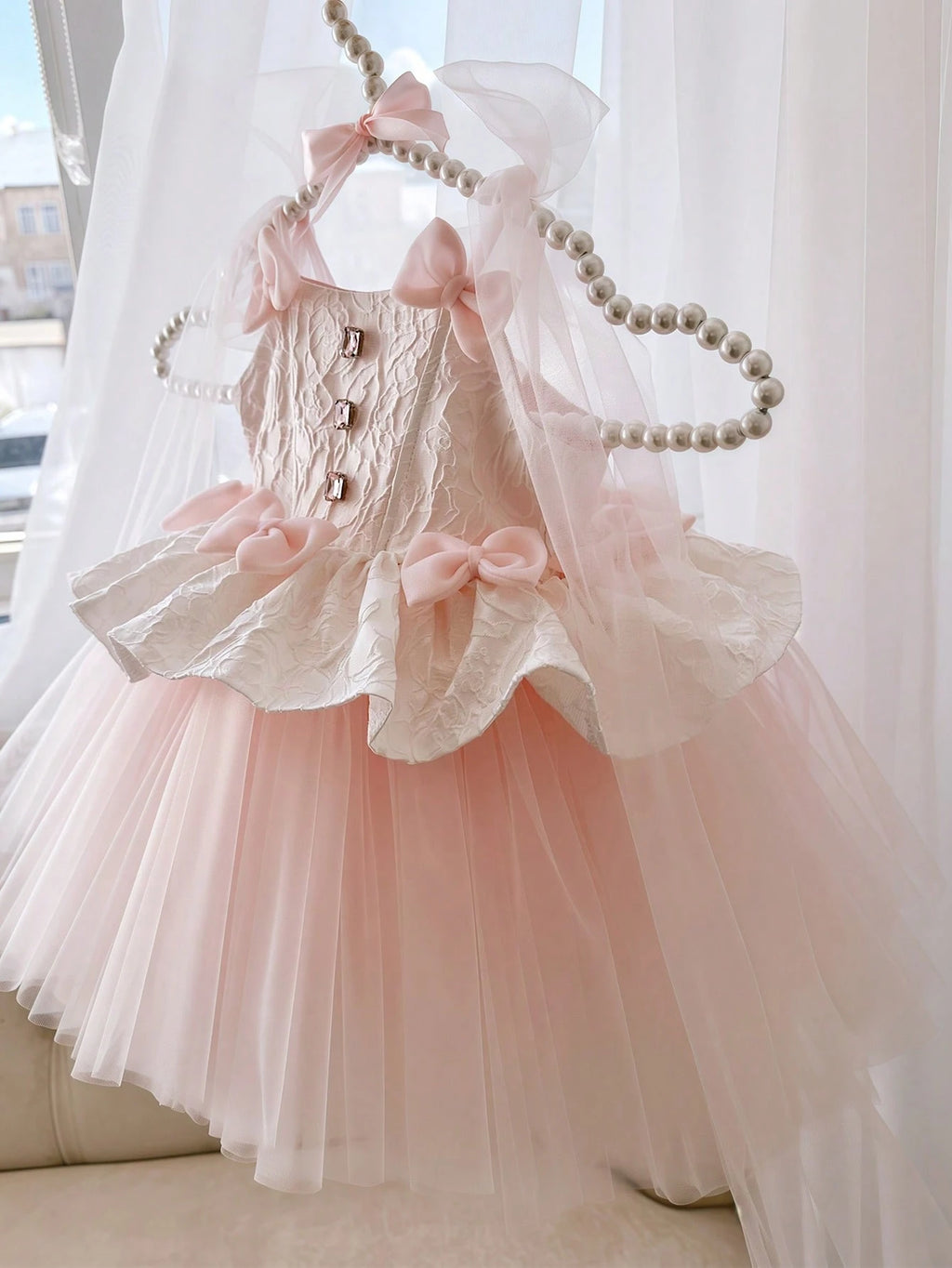 Robe de princesse à nœud en tulle pour bébé fille (demoiselle d'honneur)