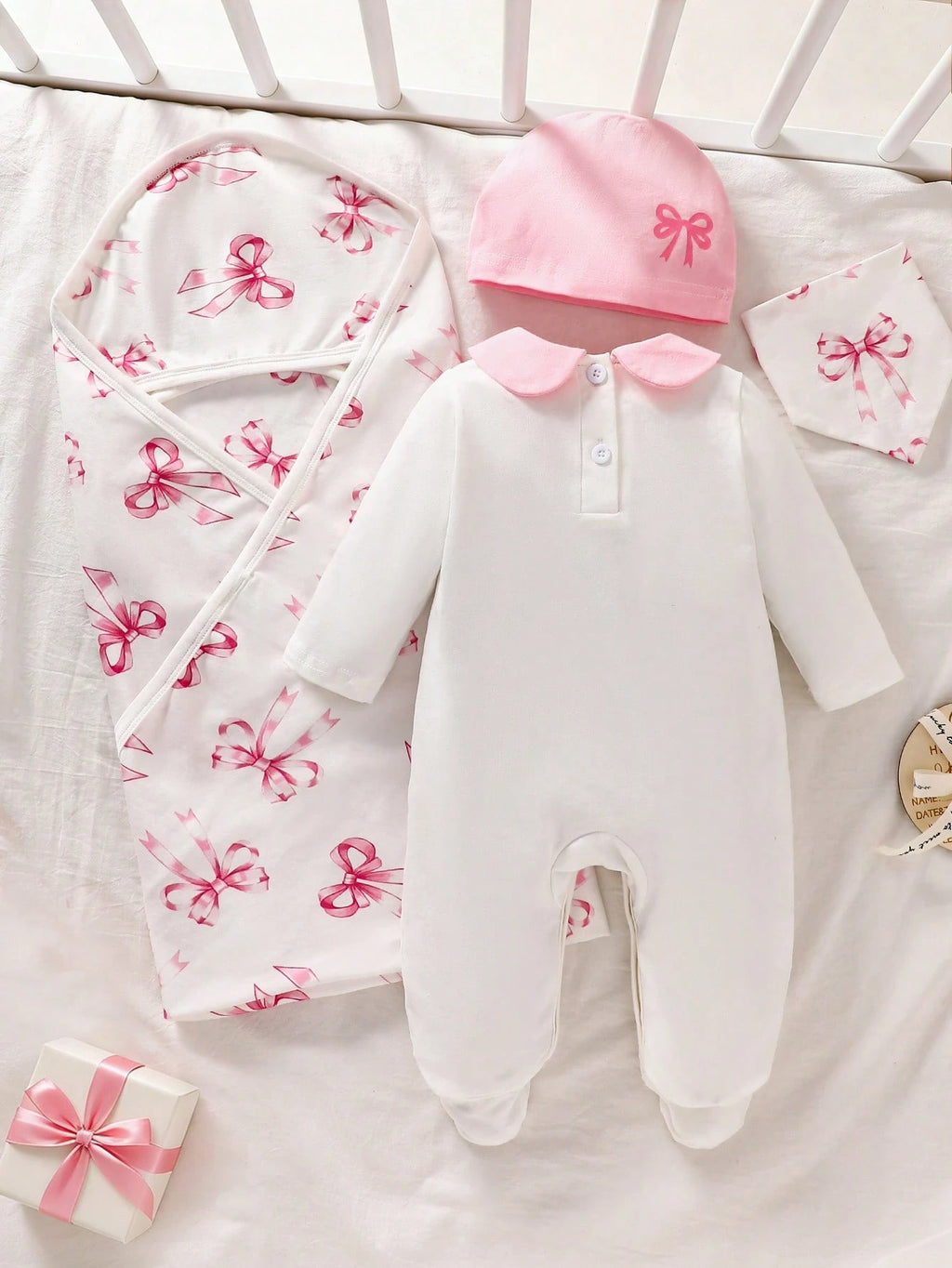 Ensemble 5 pièces en coton rose pour nouveau-né SHEIN