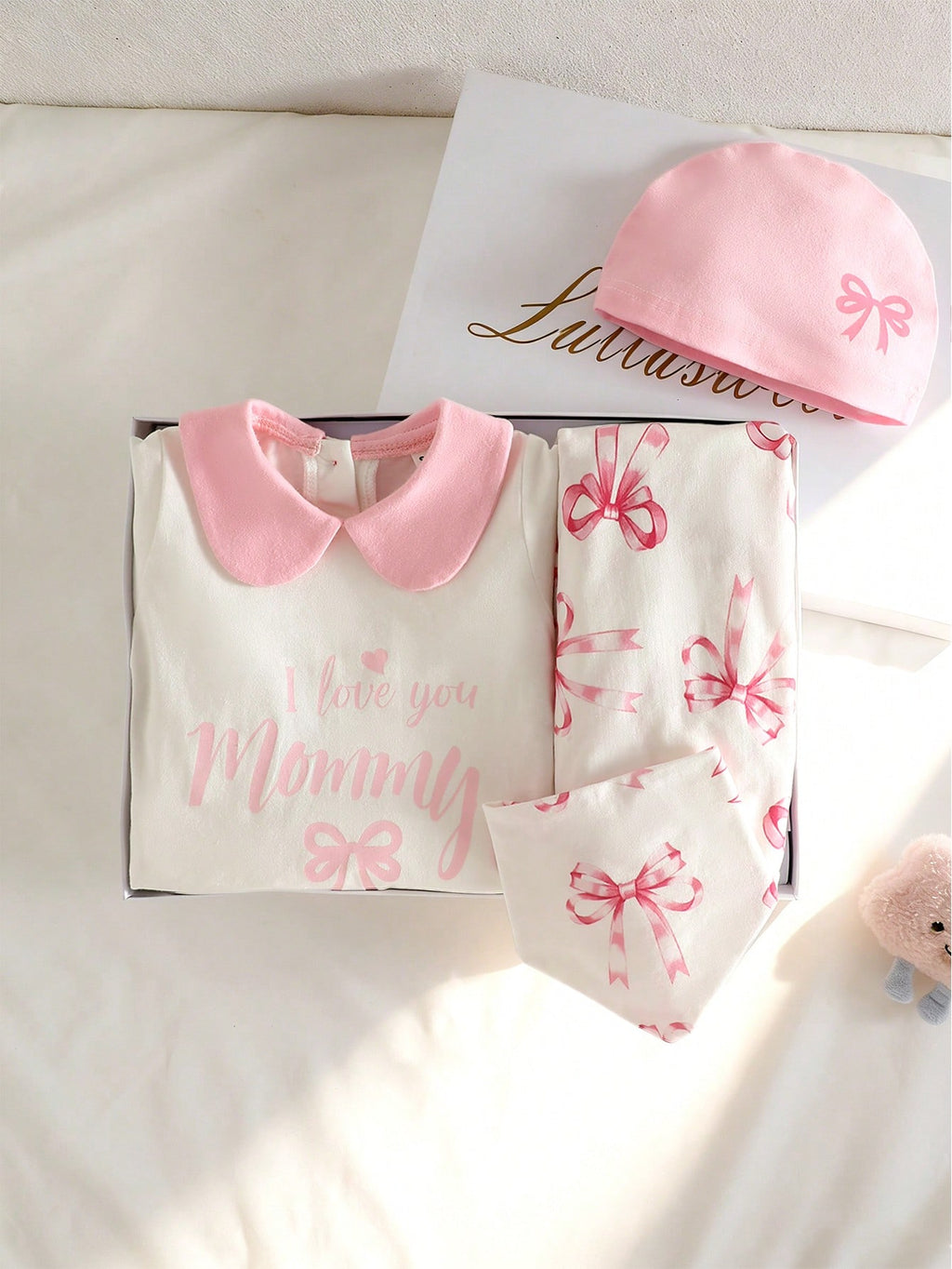 Ensemble 5 pièces en coton rose pour nouveau-né SHEIN