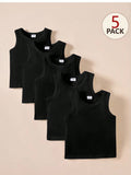 Playful Pals 5pcs/Set Baby Boy White Tank Tops Black