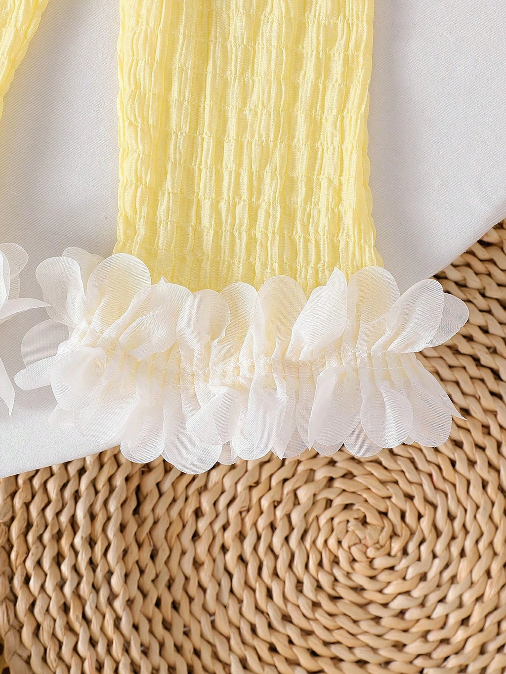 Ensemble 2 pièces bébé fille : Camisole sans manches à nœud et Pantalon fleuri jaune