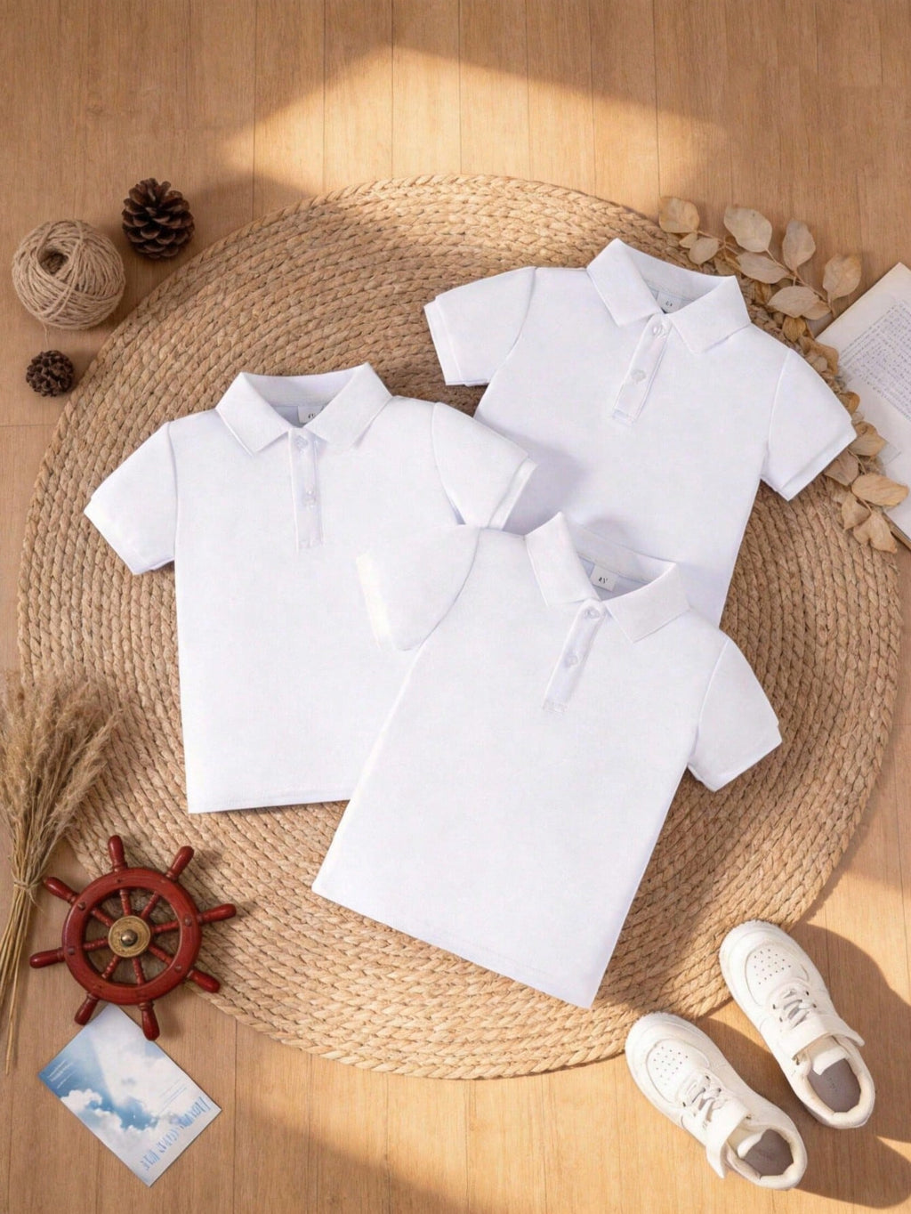 Lot 3 Polos Blancs Garçon Uniforme Scolaire