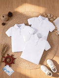 Lot 3 Polos Blancs Garçon Uniforme Scolaire