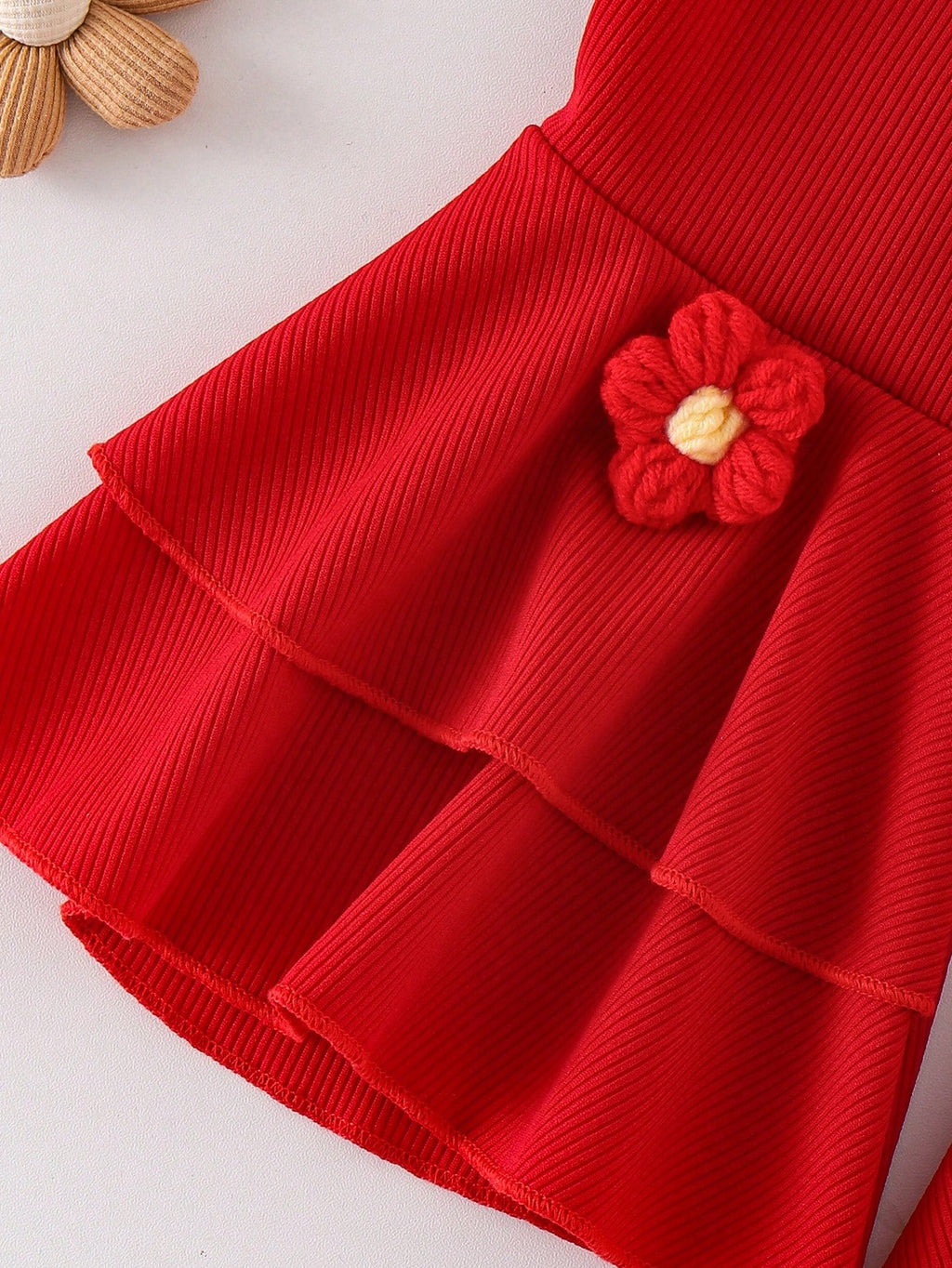 Ensemble 2 pièces bébé fille : top camisole floral et pantalon superposé rouge