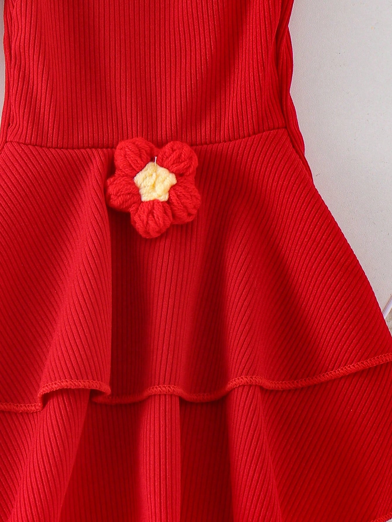 Ensemble 2 pièces bébé fille : top camisole floral et pantalon superposé rouge