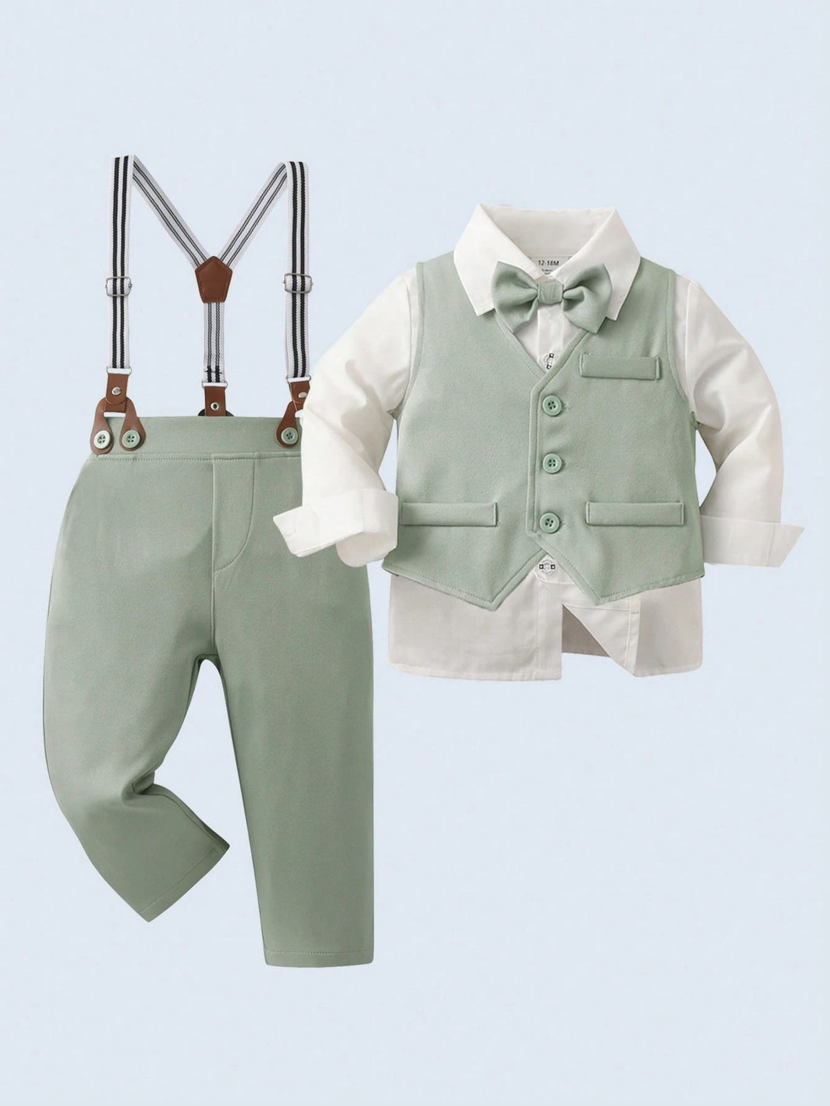Baby Boy Shirt Vest Pants Bow Tie 3 Piece Set