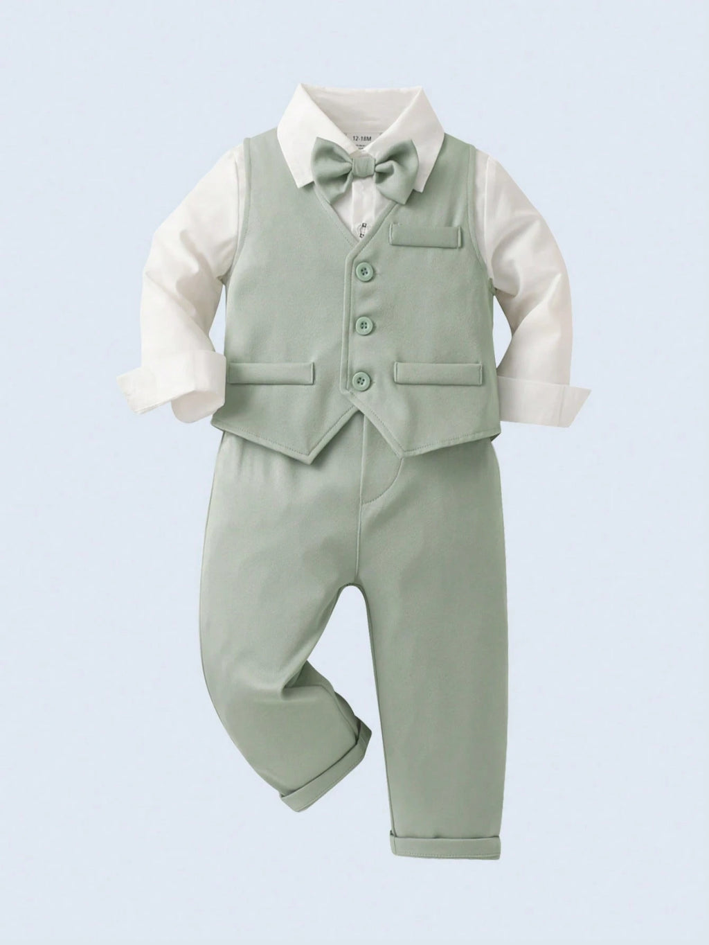 Baby Boy Shirt Vest Pants Bow Tie 3 Piece Set