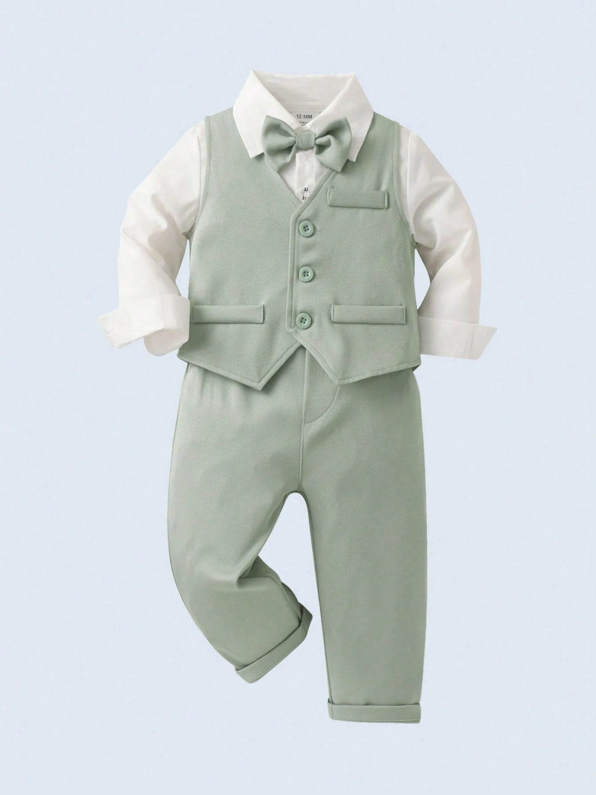 Baby Boy Shirt Vest Pants Bow Tie 3 Piece Set