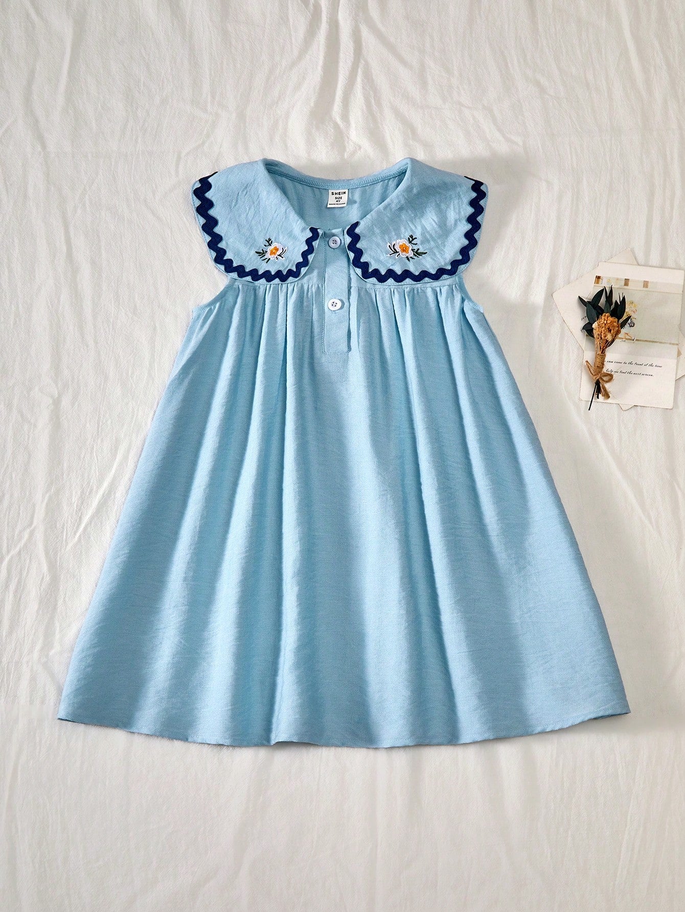 Robe Fille Vintaside Col Claudine Plissée