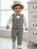 Baby Boy Vest Shirt Trousers 3 Piece Set
